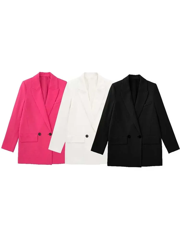 

KLKXMYT TRAF Женский блейзер 2023 модная офисная куртка с двумя пуговицами элегантные блейзеры с длинным рукавом женская верхняя одежда шикарные т...