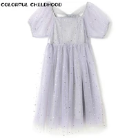 colorful childhood kids clothes 2022 new spring dresses children mesh princess dress short sleeve design girls clothing 4577