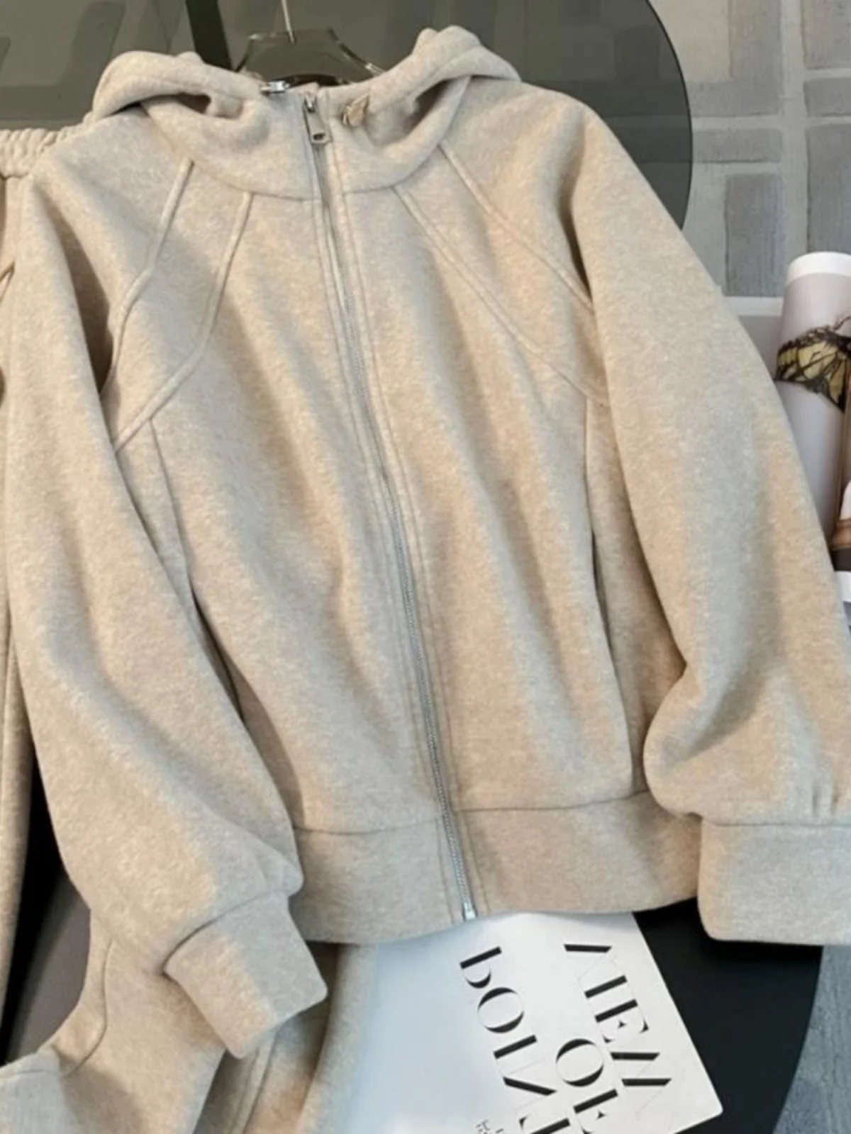 Outlets Counter Leak-Picking Foreign Trade European Goods Hoodie Pants set Women Autumn and Winter Western Sle Fleece-lined...