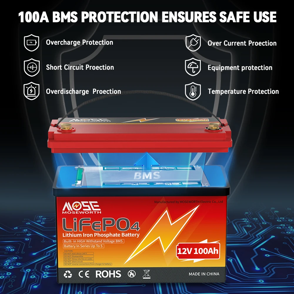 6Ah 10Ah 12Ah 20Ah 25Ah 30Ah 12V 100Ah LiFePO4 Аккумулятор Встроенный BMS 24V Литий-железо-фосфатный