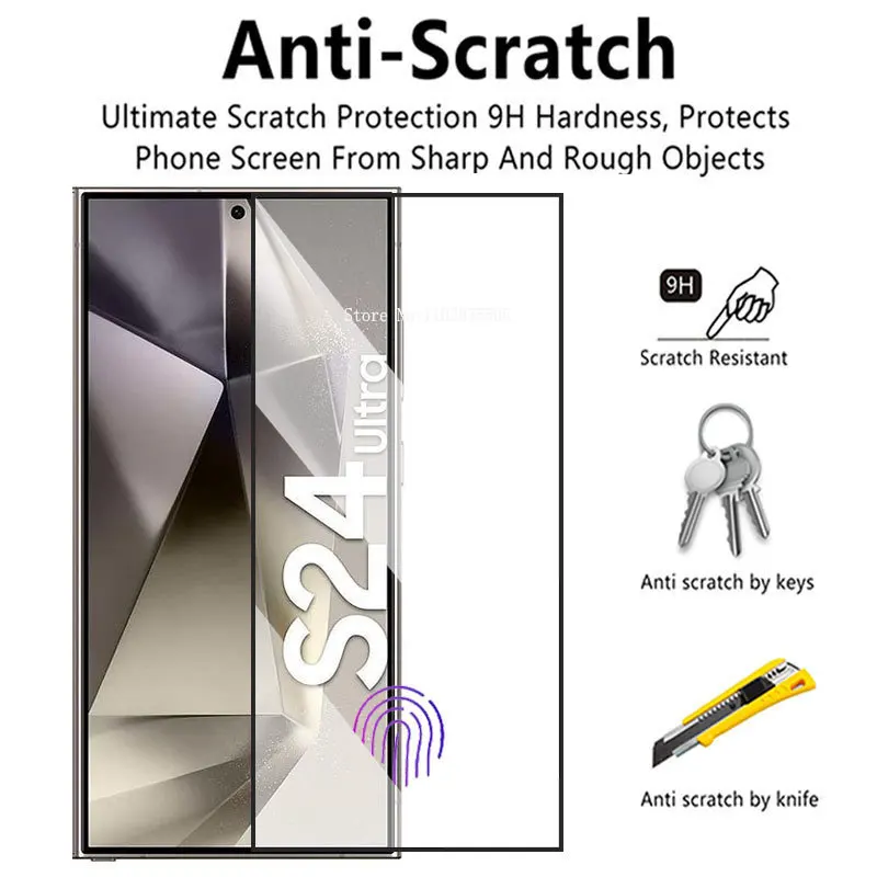 4 шт. Защитная пленка для Samsung S24 Ultra Plus полное покрытие закаленное стекло Galaxy S23 S22