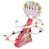 electric track for kids race track set with music playful roller coaster pigdinosaur race stair climbing game gift for toddlers