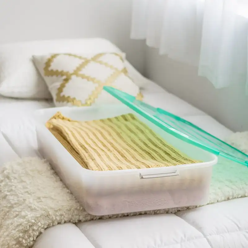 

50 Quart Under Bed Buckle Up Storage Box, Mint Green