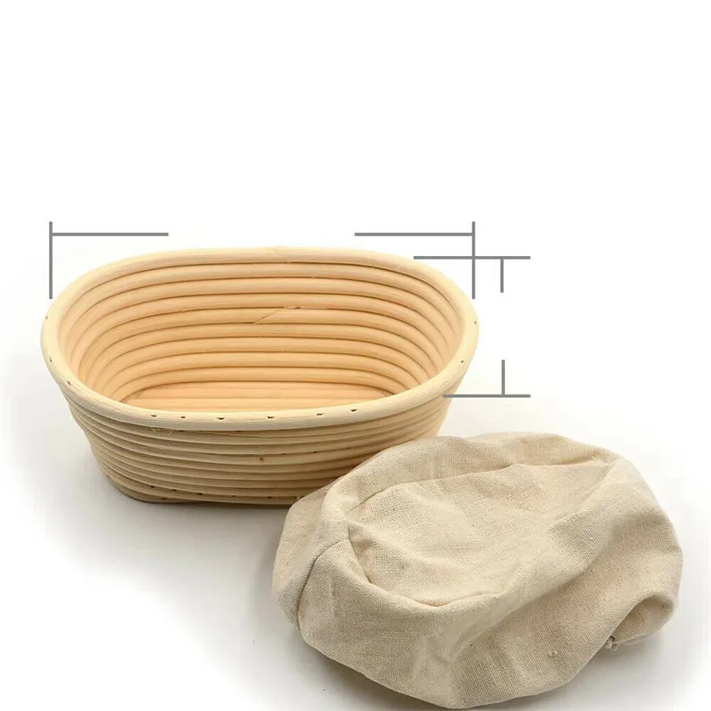 Овальная корзина для хлеба из натурального ротанга баннетон теста плетеная