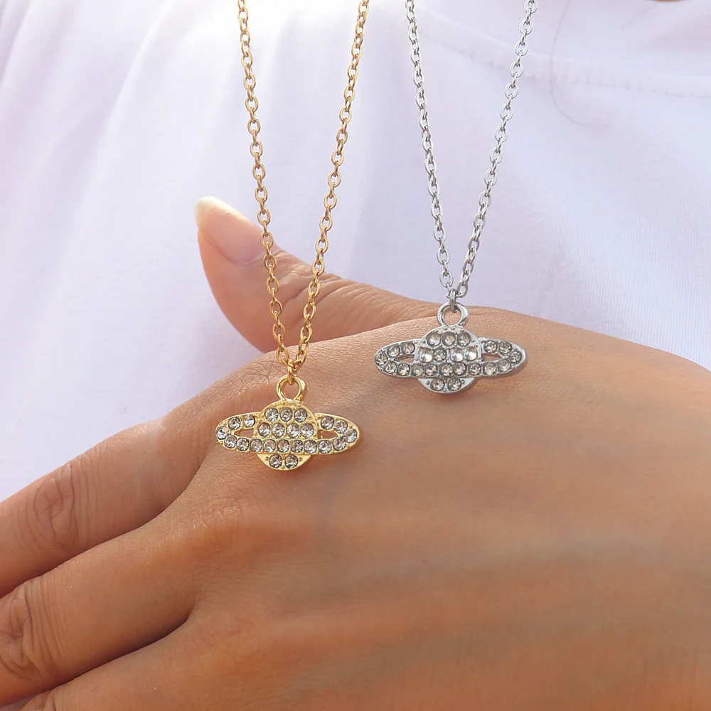 Ожерелье Saturn из нержавеющей стали женские минималистичные геометрические