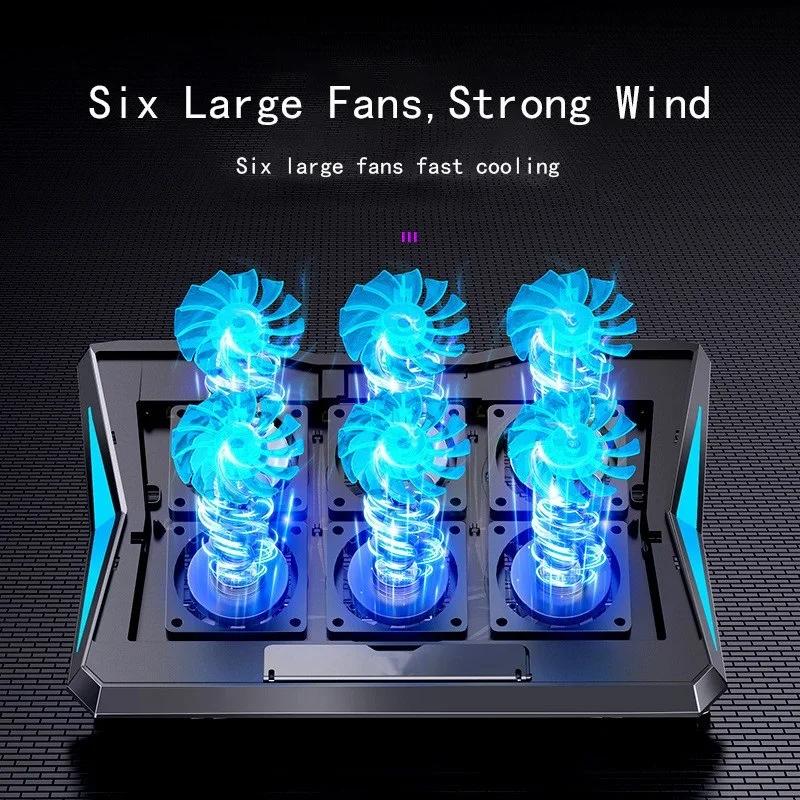

15.6 Inch Gaming Laptop Cooler Six Fans Two USB Ports Silent Laptop Cooling Pads Portable Adjustable Notebook Stand For Laptop