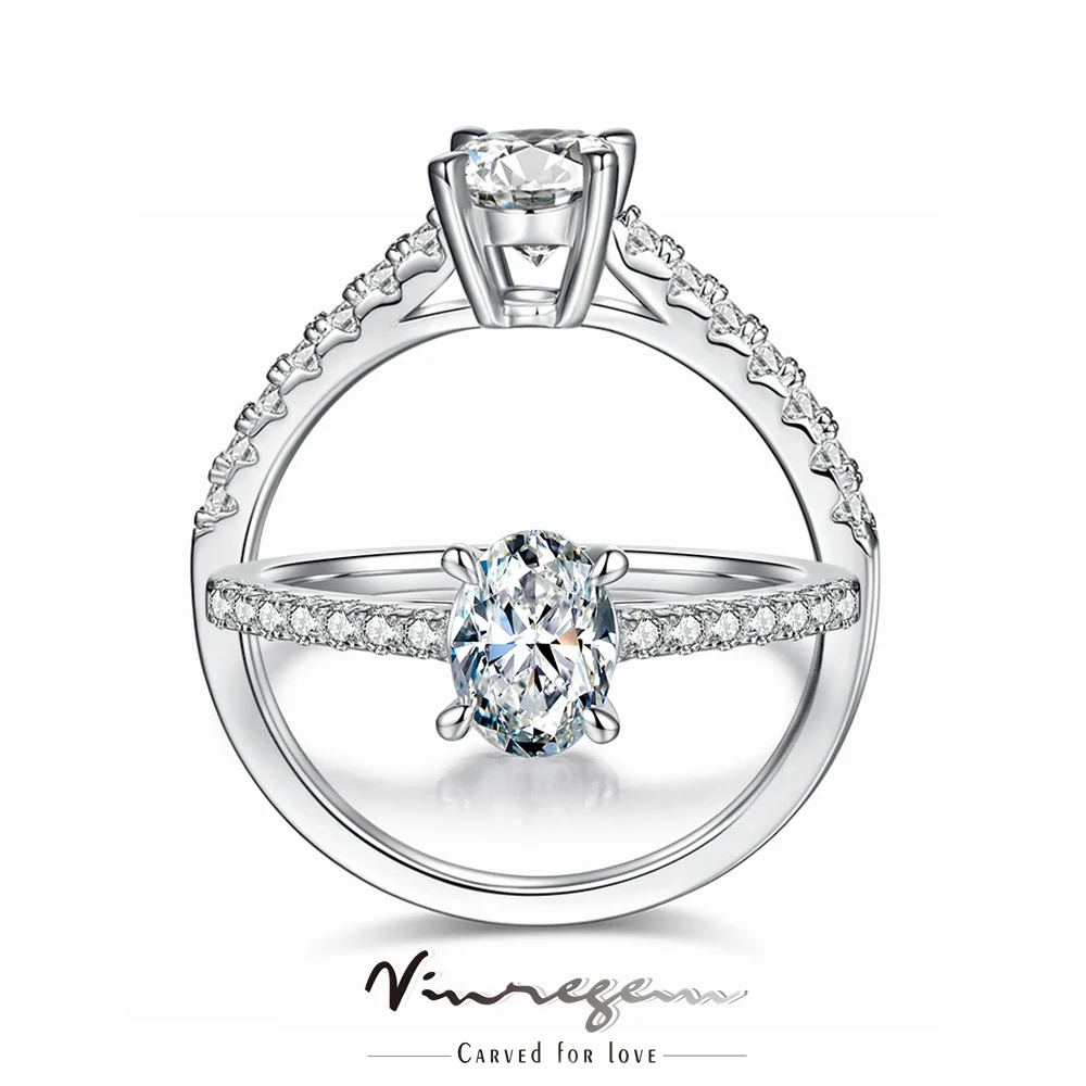 

Vinregem 925 Sterling Silver 3EX Oval VVS1 Pass Test Diamonds Moissanite Wedding Engagement Ring for Women Gift Dropshipping