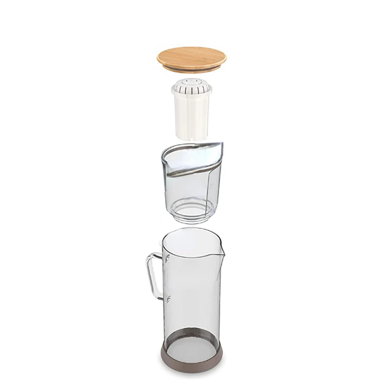 Household Kitchen Use Glass Cold Water Filter Pitcher with Bamboo Lid For Healthy Life