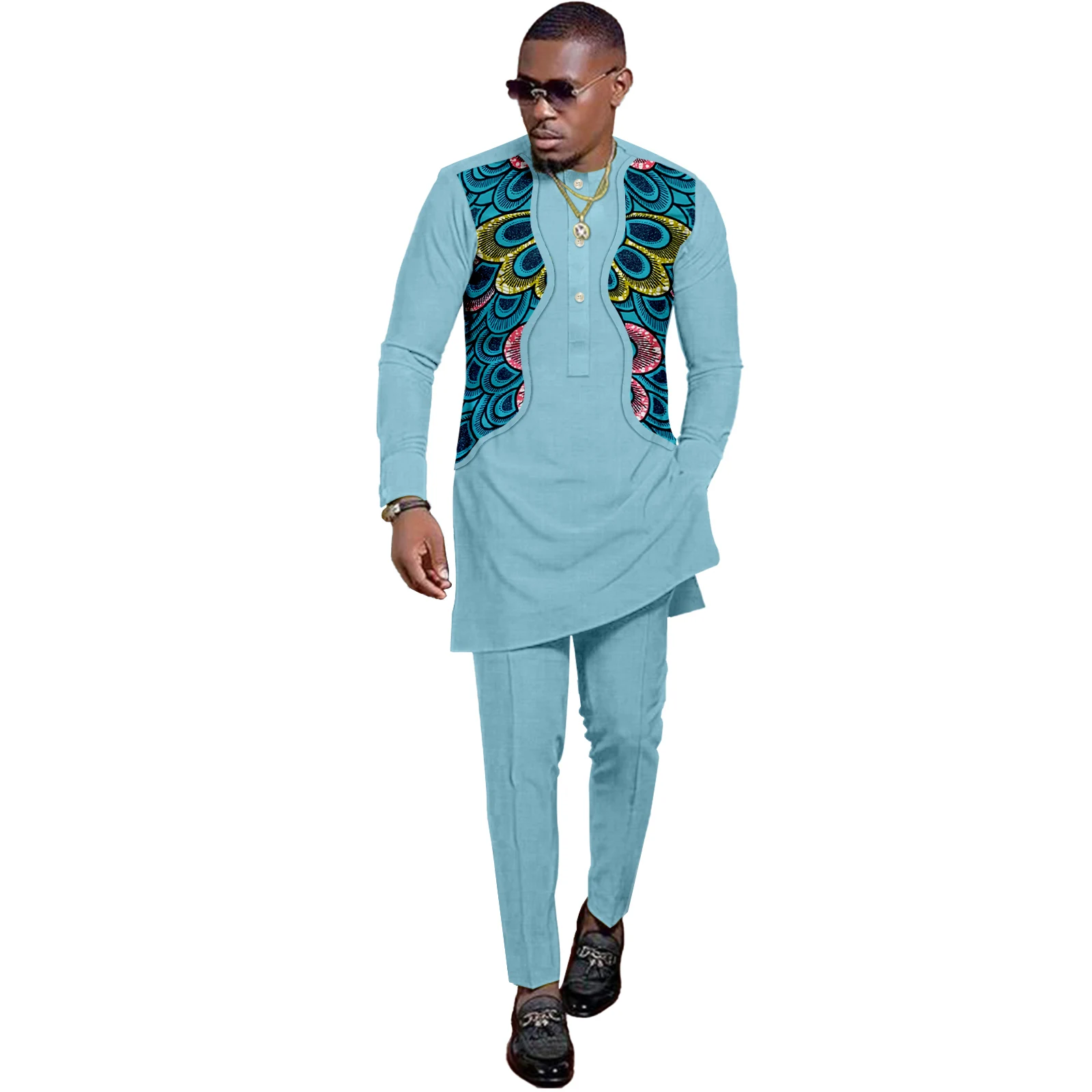 

Africa Clothes for Men Dashiki 2 Piece Men Set Elegance Ankara Print Traditional Suit For Party for Wedding