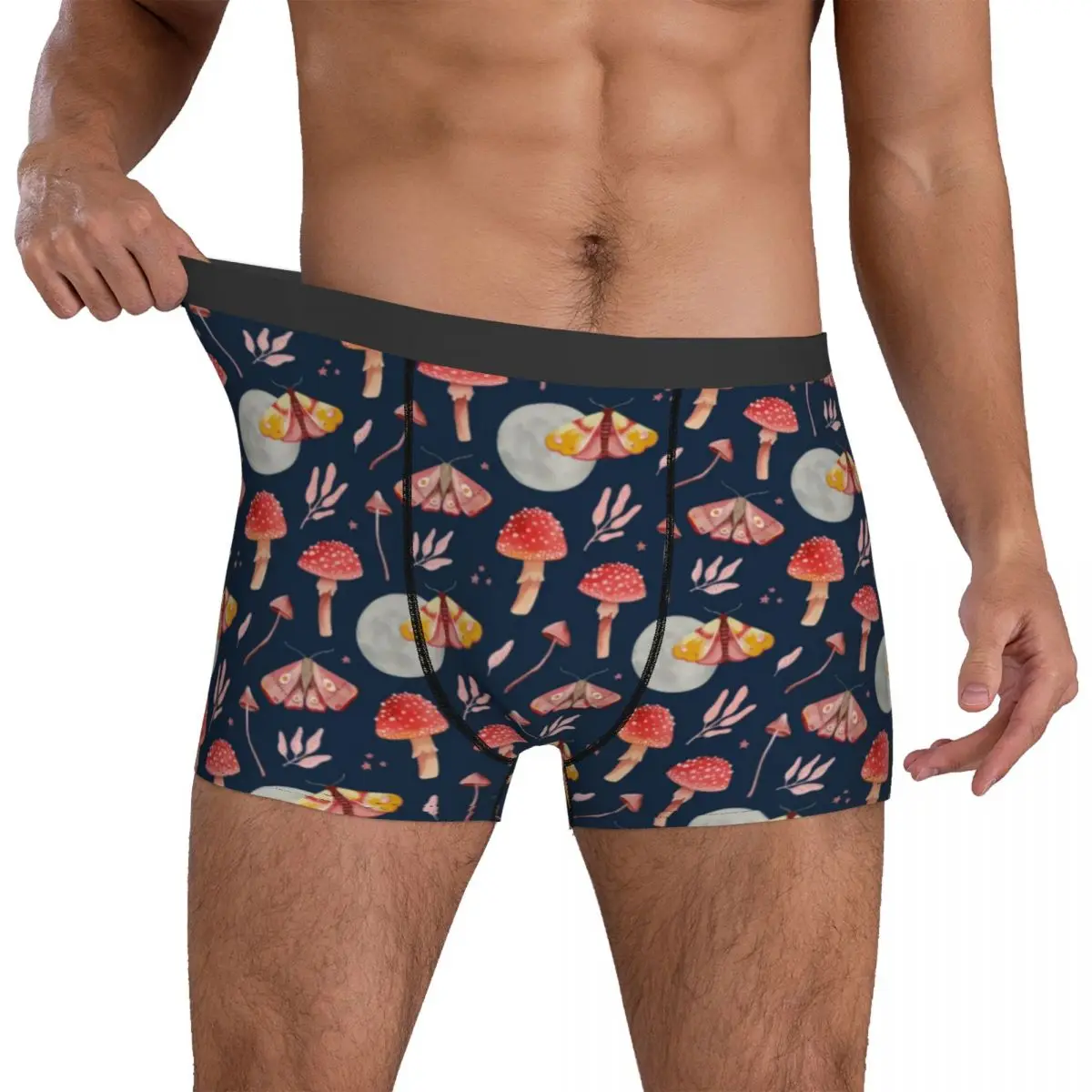 

Magic Mushroom Underwear Woodland Night Soft Underpants Sublimation Shorts Briefs 3D Pouch Men Oversize Boxershorts
