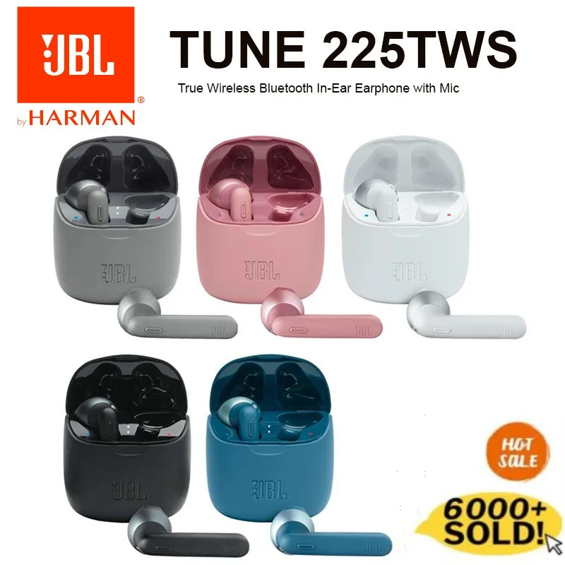 

Original 100% JBL TUNE 225TWS Wireless Bluetooth Earphones Waterproof Stereo Earbuds Bass Sound T225 TWS Headphones Headset