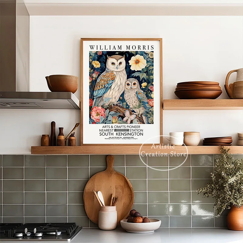 Вильям Моррис белая сова и Сова Печать выставочный плакат холст картина для