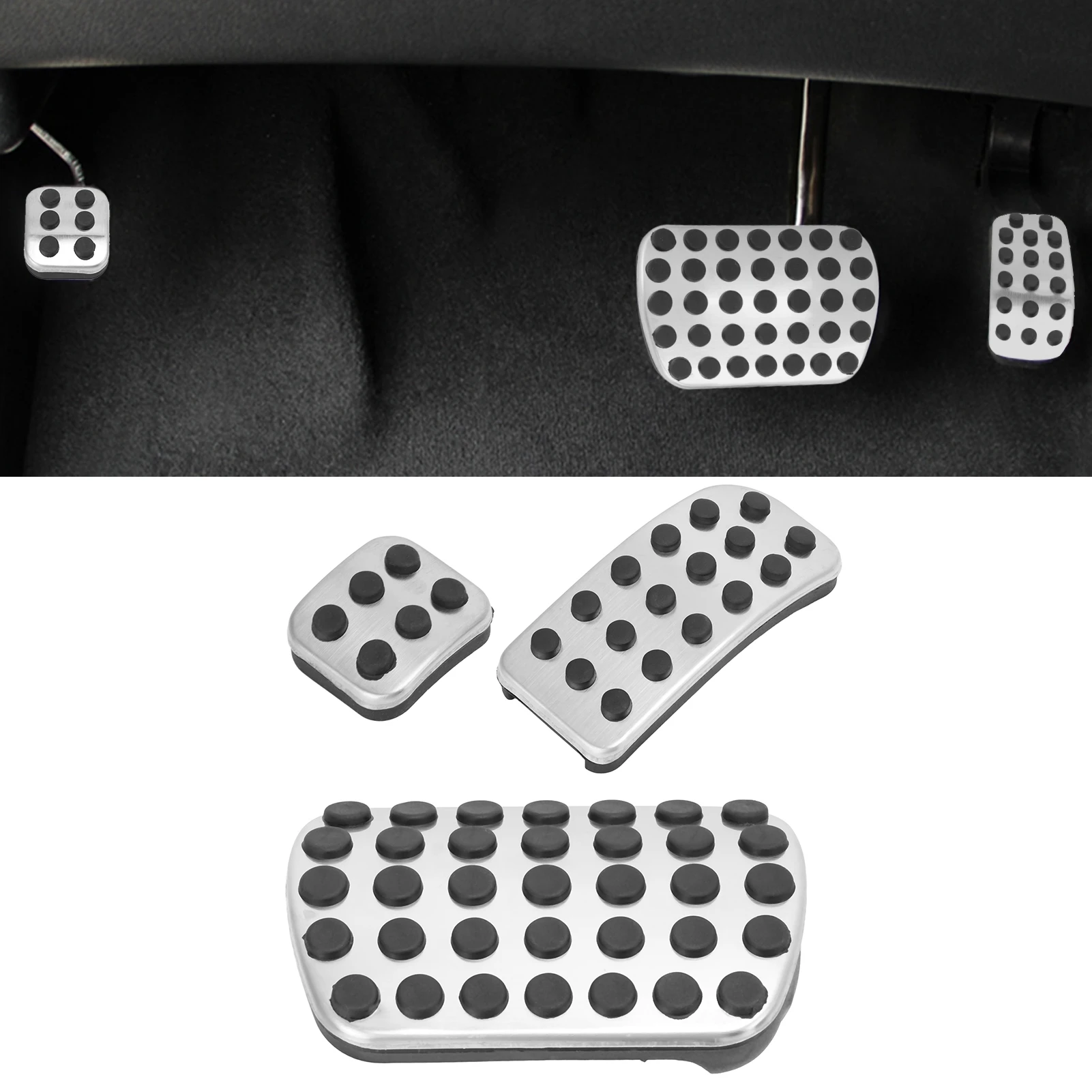 

3PCS Accelerator Brake Pedal Set Anti Slip Stainless Steel Brake Footrest Replacement for Mercedes Benz Valente/V Class/Metris