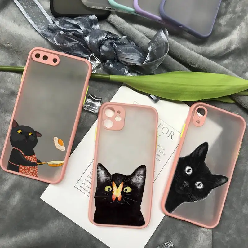 

Funny black cat Phone Case matte transparent For iphone 11 12 13 7 8 plus mini x xs xr pro max cover
