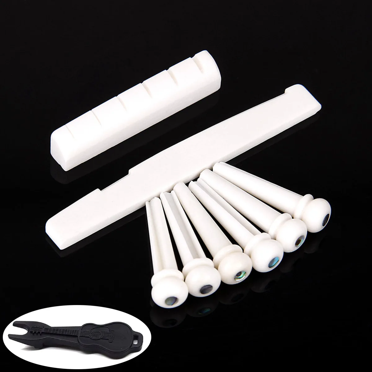 

For Folk guitar cow bone 6 string nails+bridge+pillow+nail puller