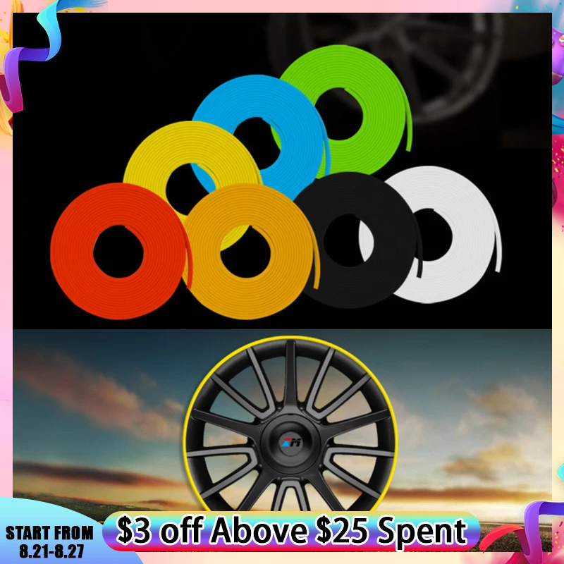 

8m Car Shape Modification Car Wheel Protection Wheel Sticker Decorative Strip Rim / Tire Protection Care Cover Drop Boat