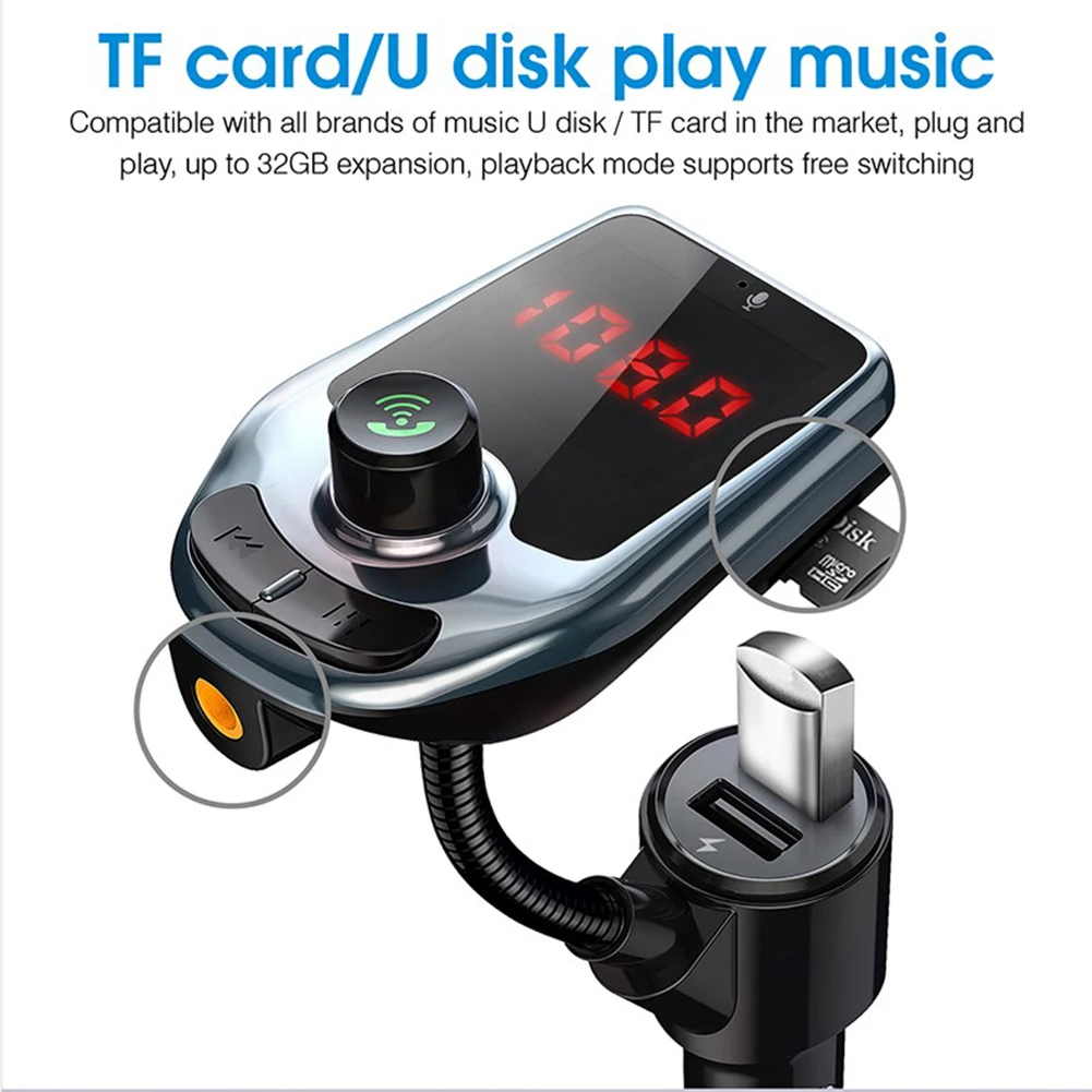 

1Pcs Car Radio Bluetooth FM Transmitter USB Charger MP3 Player Hands Free Radio Adapter Kit High Quality