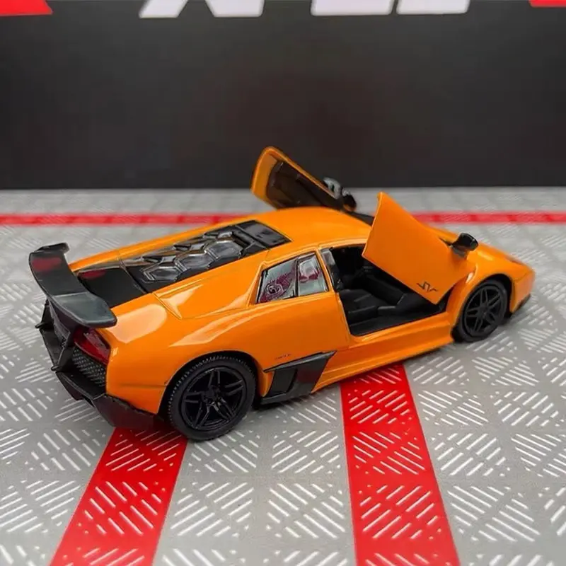 Фото Масштабная модель автомобиля Lamborghini Murcielago 1:36, классический суперкар из сплава, литая металлическая модель гоночного автомобиля, имитация, подарок для детей №2