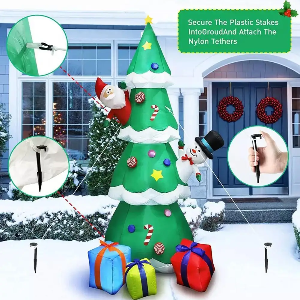 

2.4m Inflatable Santa Claus Christmas Tree With Led 8ft Gifts Star Light For Outdoor Inflatable Christmas Decorations Z0g1