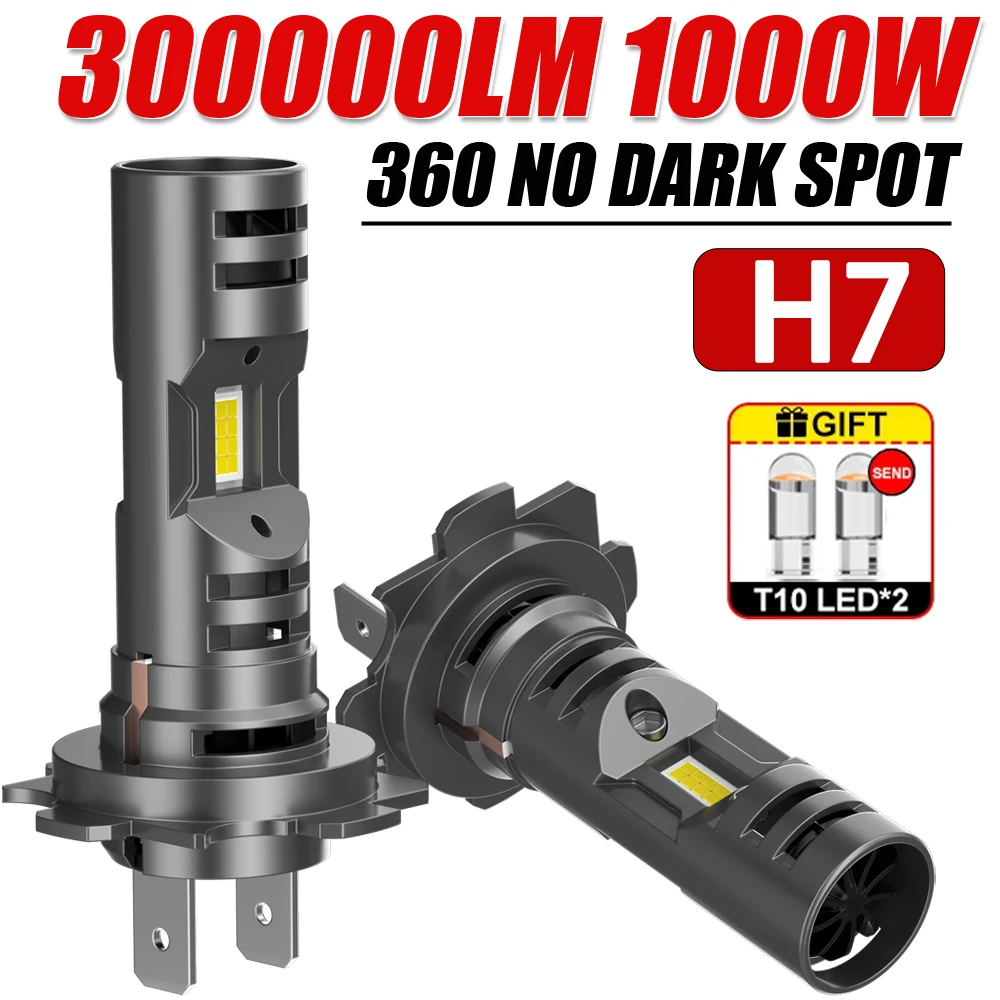 

H7 Автомобильные фары Светодиодные фары для автомобиля CSP Лампа 6000K Белая дневная автомобильная лампа Двойные охлаждающие вентиляторы Plug&Play