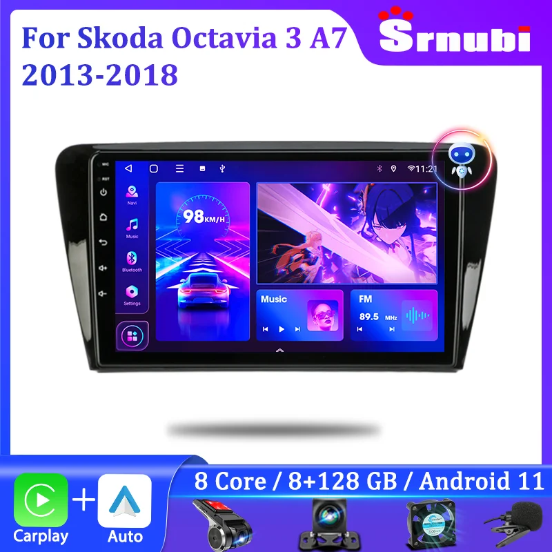 Автомагнитола Srnubi 2 Din Android 11 для Skoda Octavia 3 A7 2013-2018 мультимедийный видеоплеер 4G WiFi