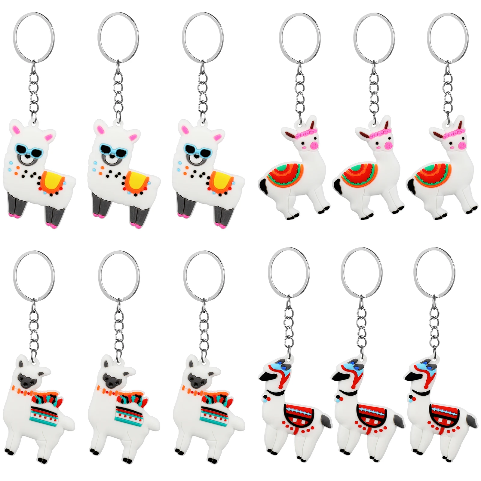 

Alpaca Key Pendant Animal Llama Ring Keyring Ornament Cute Party Cartoon Kids Charm Backpack Purse Mini Decor Novelty Car Gifts