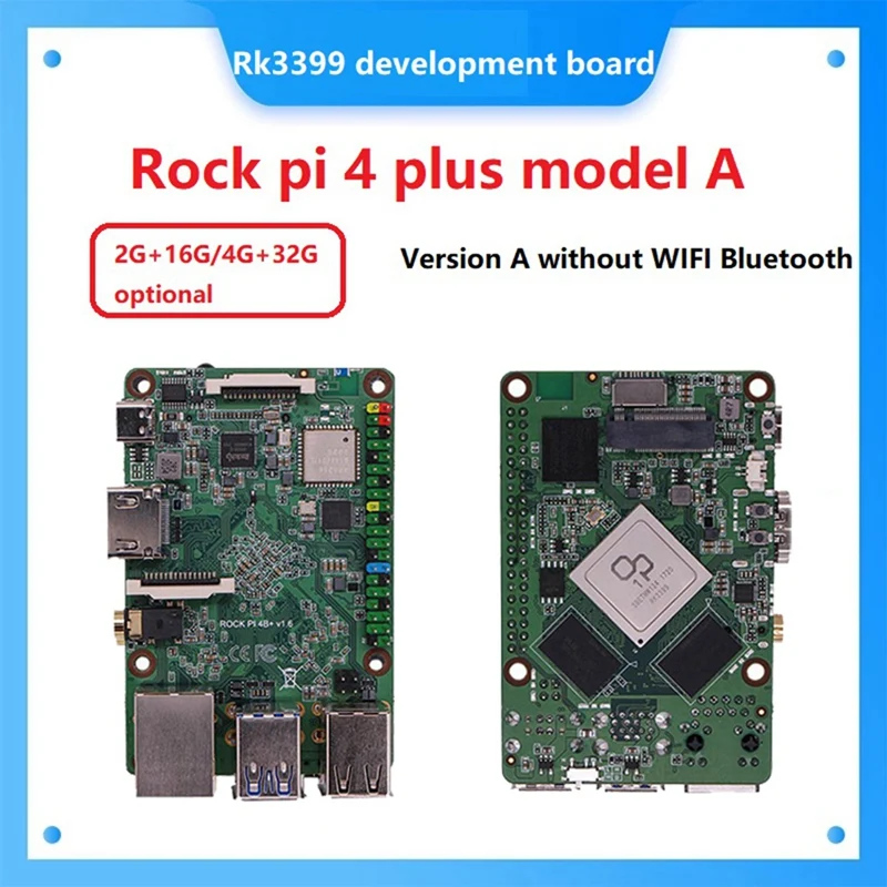 

Rock Pi 4 Plus Model A Development Board Rockchip RK3399 Six Core LPDDR4+EMMC Without Wifi Bluetooth Motherboard (2G+16G)