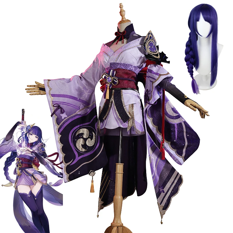 

New Genshin Impact Raiden Shogun Baal Cosplay Costume Raiden Ei Cosplay Dress Outfit Wig Halloween Costumes for Women Girls