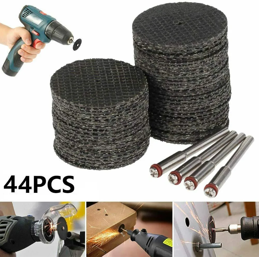 

44pcs Resin Cutting Discs Mandrels Fiberglass Reinforced Cutting Disc Cut-Off Wheels 32mm Double Mesh Cutting Disc Post