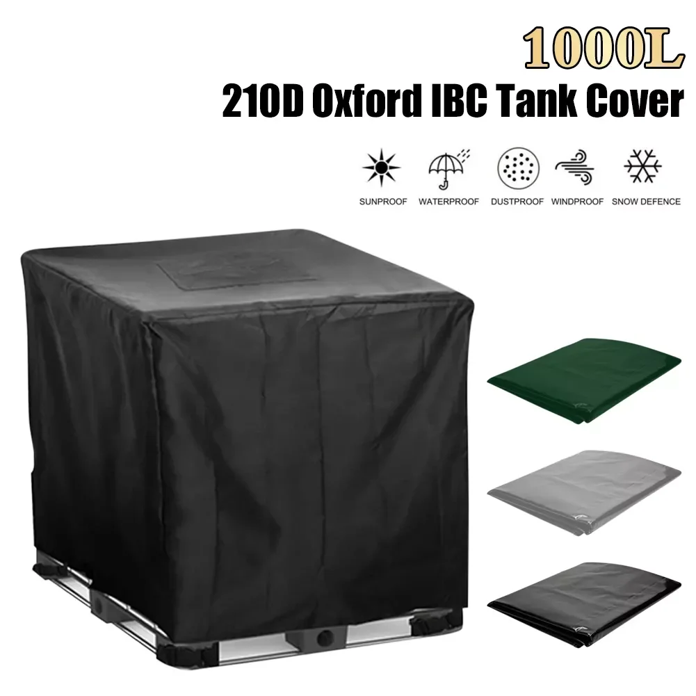 

Black IBC Water Tank Protective Cover 1000 liters Tote outdoor waterproof dustproof cover sunscreen Garden Yard Rain Container