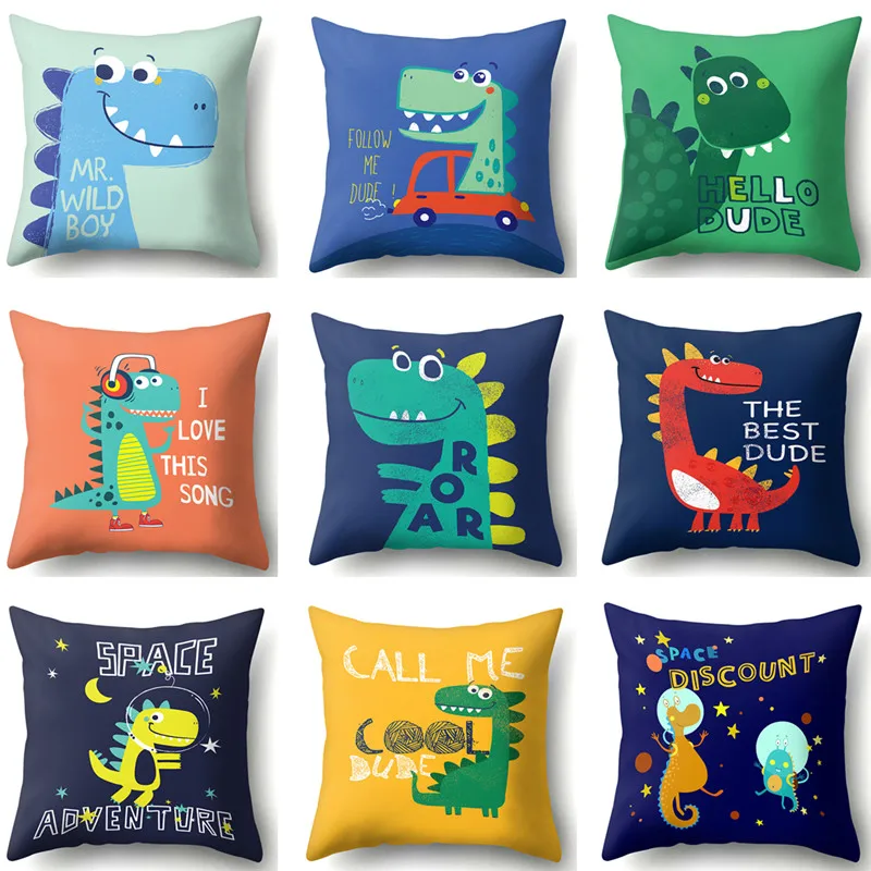 

3 Pieces/Multiple Pieces Cartoon Dinosaur Print Pattern Decorative Home Pillowcase Square Office Decor Cushion Cover