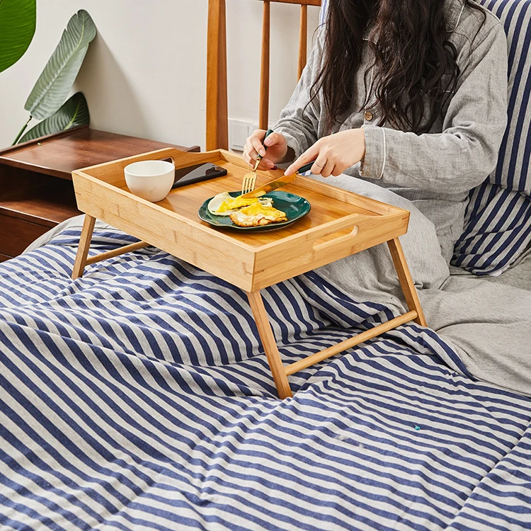 Бамбуковая кожа со складными ножками сервировочный портативный ноутбук поднос