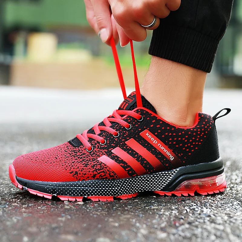 Unisex Sports Shoes Summer New Men Sneakers Lace Up Low Top Casual Air Cushion Shoes Breathable Womens Running Shoes Size 35-47