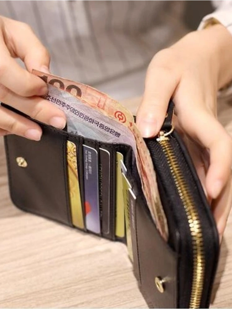 Short Wallets for Women PU Leather Female Plaid Purses Nubuck Card Holder Wallet Woman Small Zipper Wallet Ladies Coin Purses