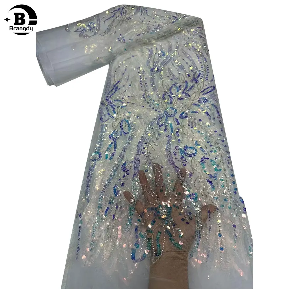 Африканская кружевная ткань 2024 Высококачественная для свадебного платья