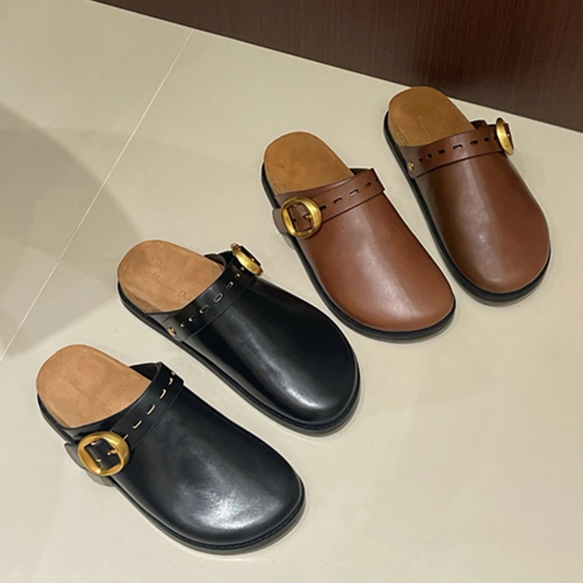 Maxdutti минималистичная обувь из воловьей кожи сандалии тапочки на плоской подошве