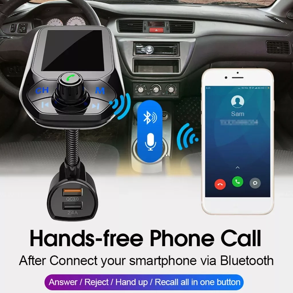 FM-трансмиттер с поддержкой Bluetooth 1 8 дюйма цветным экраном |