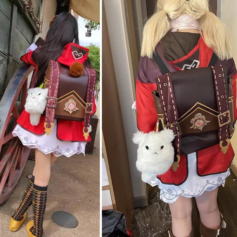 Game Genshin Impact Klee Backpack with Dodoco Spark Knight Cute Shoulder Bag Klee Backpack Doll Plush Pendant Accessories Props