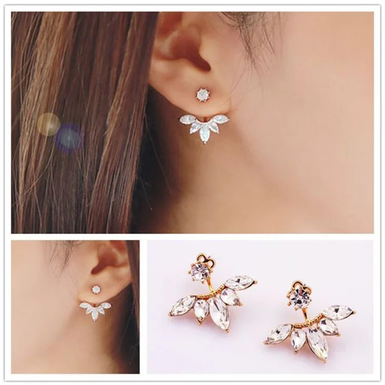 

Milan Girl Cubic Zirconia Earrings Ladies Popular Leaf Wedding Birthday Jewelry Gifts French Micro-inlaid Small Ear Bones
