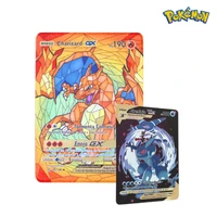 5 pieces pokemon album anime cartoon metal letter card gx vmax board game fighting childrens toys diy metal card gift