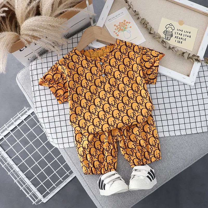 2021 Baby Boys Summer Clothing Toddler Girls Letter  Printing 2-pieces Set Infant O-neck Outfits for Baby Boy Toddler Tracksuits