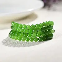 Natural hetian jasper jade beads DIY 100% real green jade bracelets jade gift real jade bead bangle bracelets for women 6mm