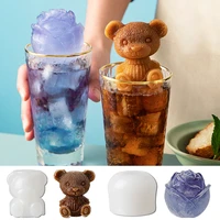 silicone ice cube mold creative ice cube maker food grade reusable ice mould bear rose shape ice cube mould summer juice wine