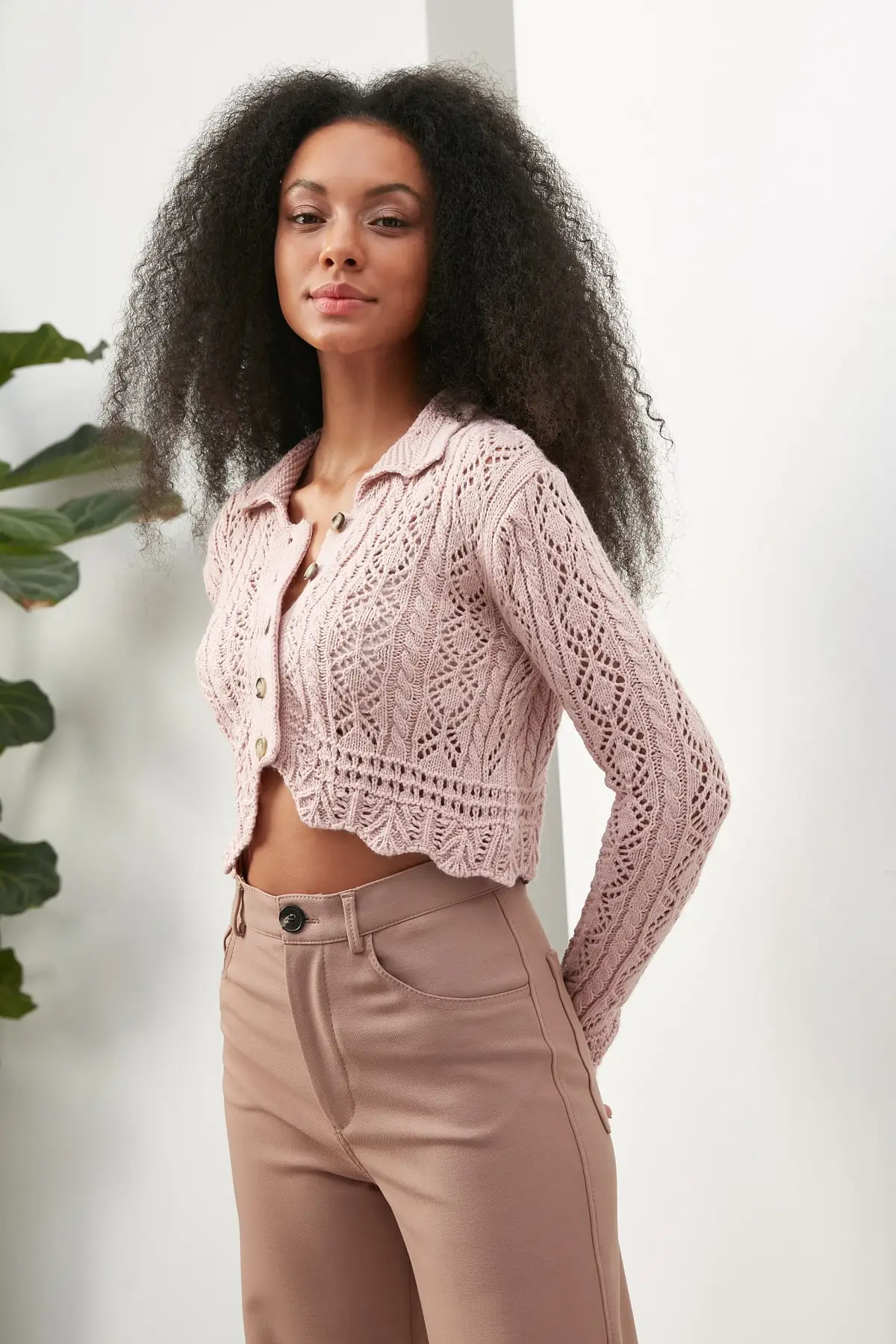 

Trendyol Shirt Collar Long Sleeve Knitwear Cardigan TWOAW22KZ2840