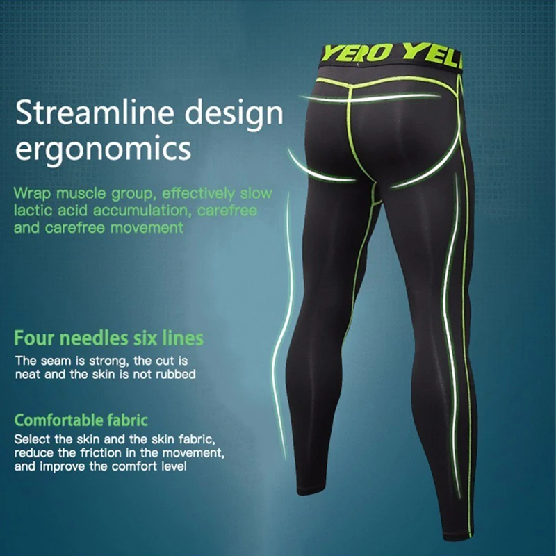 CLEVER-MENMODE Training Running Fitness Pants Tight Height Stretch Yoga Pants Men's Sweatpants Training Running Breathable Slack