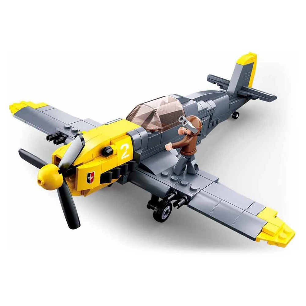 Сборный подарочные игрушечные блоки для сборки самолета BF109, модель WW2, 1 фигурка, 289 элементов