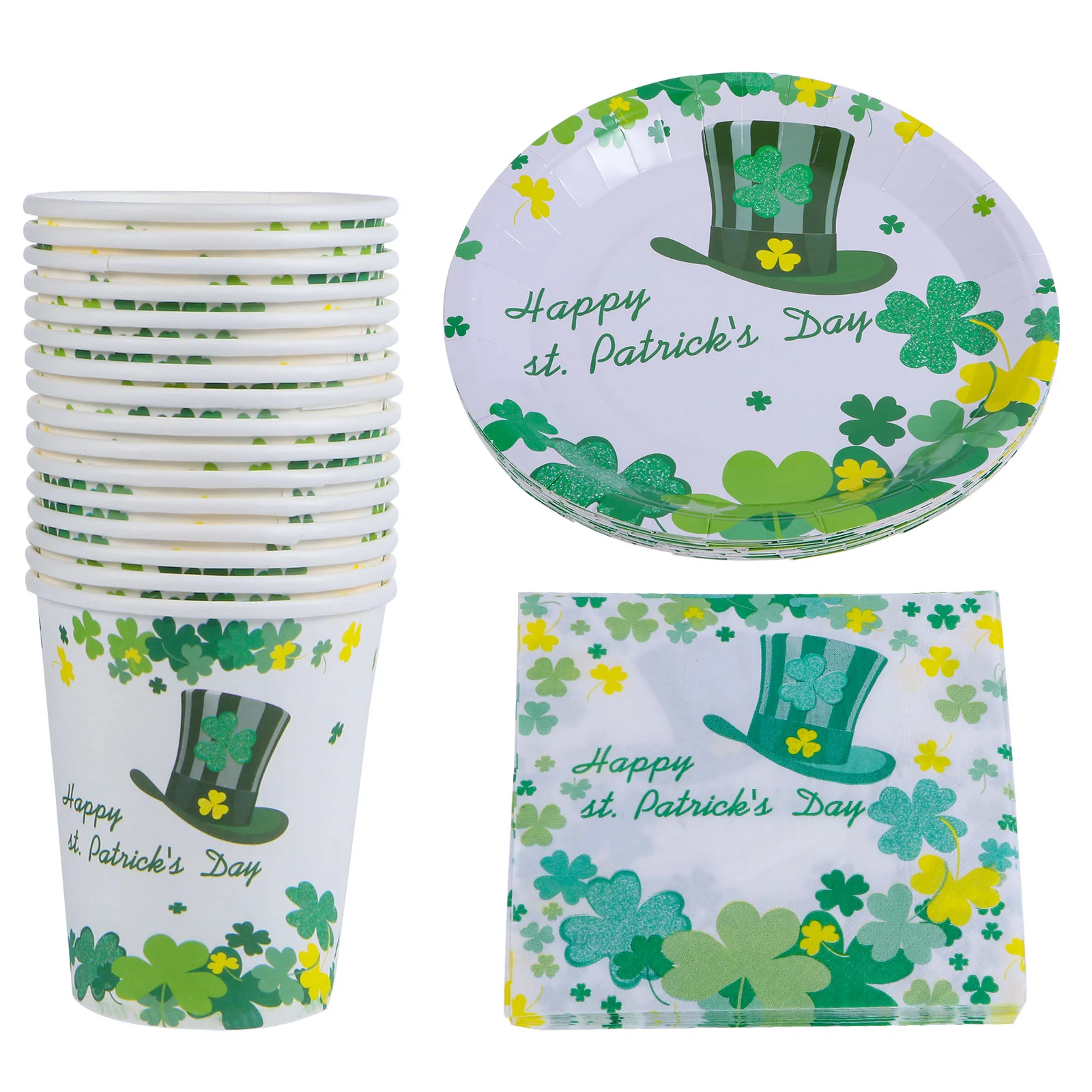 

48pcs/set Creative Adorable Delicate St. Patrick's Day Supplies Disposable Tableware St. Patrick's Day Tableware