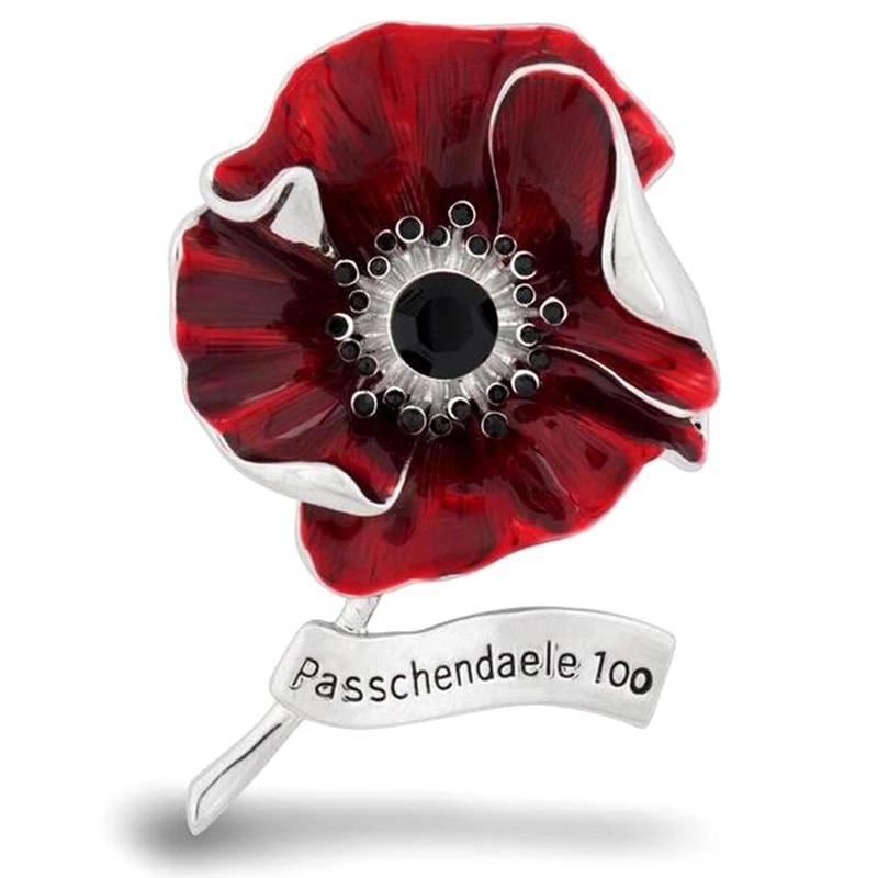 Rhinestone Poppy Flower Brooches For Women 