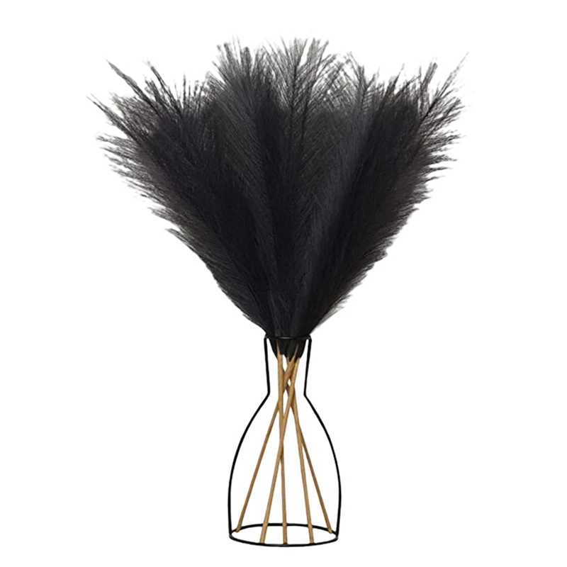 

6Pcs Pampas Grass With Extension Stem, Artificial Pampass Grass 17.7 Inch Faux Pampas Grass Decor, For Flower