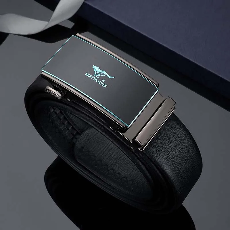 

Septwolves Casual Men Belts High Quality Alloy Automatic Buckle Waistband for Men Genuine Leather Unique Design Strap Male